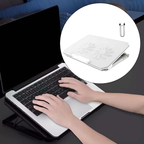 Enfriadora portátil blanca con doble ventilador USB y diseño ergonómico regulable 4
