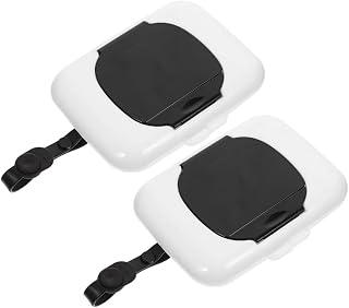 COHEALI Portable Baby Wipes Dispenser 2 Pack Reusable Travel Wipe Case Compact Holder with Durable Hanging Strap for Diaper Bag Stroller Crib 6.29X4.33X1.18In