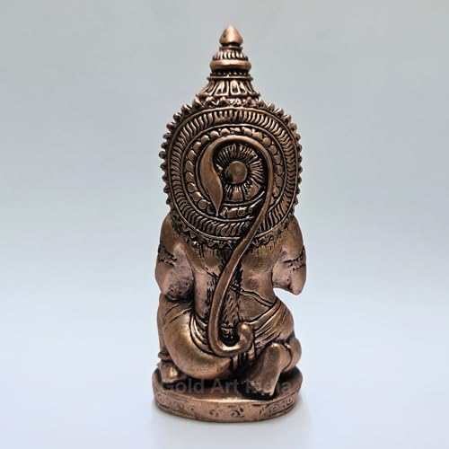Image of Gold Art India Hanuman ji murti Home Decor Article | Sitting Bajrangbali Idol for Gifting | Maruti Statue with Gada for Puja & Office Desk | Hanuman for House Warming (5 x 2)