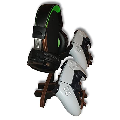 Deko Ständer Gaming für 2 Controller und ein Kopfhörer PS 3 - 4 - 5 Switch Xbox Geschenke Geschenkidee für Jungen Männer Frauen Gamer - Schwarz Cover