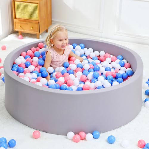Image of Wilwolfer Foam Baby Ball Pit for Toddlers: 47 x 14.5 inch Extra Large Kids Ball Pit, Indoor Outdoor Babies Playpen, Kids Soft Play Toys, Birthday Gift for Girl Boy - Balls Not Included