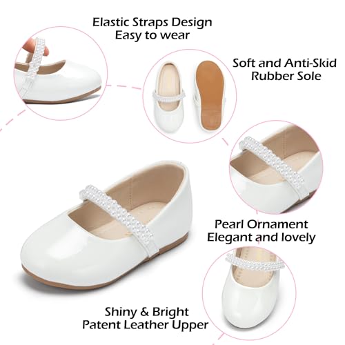Image of PHIRAMIN Tollder Girl Dress Shoes - Little Girl Ballet Flats for Wedding Party