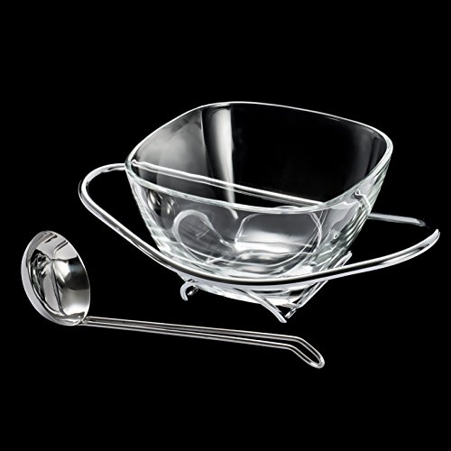 Molheira de Vidro com Suporte e Concha de Aço Inox Rojemac Cromado