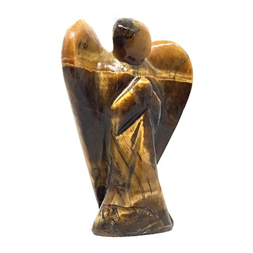 Nelson Creations, Llc Hand-Carved 2 Inch Tiger Eye Guardian Angel Natural Gemstone Healing Figurine #TOP1