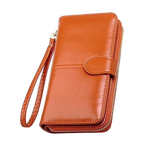 1pc Brown Pu Leather Zipper Wallet for Women Clutch Purse Secure Buckle for Daily Use Travel and Special Occasions