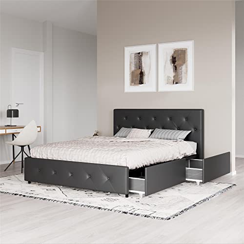 DHP Dakota Upholstered Platform Bed with Underbed Storage Drawers and