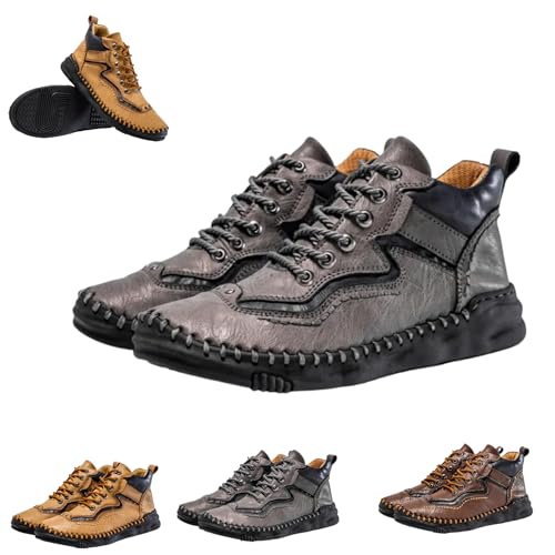 Vilobel Men Non Slip on Shoes, Men's Orthopedic Safety Work Shoes - Safety Toe Ankle Protection Waterproof Shock Absorption Non-Slip Durable