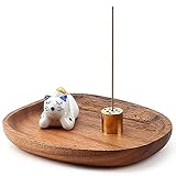 Wooden Incense Burner Holder,Cute Cat Wood Decorative Incense Burner, Insences Sticker Holder for SPA/Yoga/Home Décor