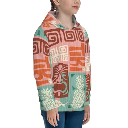 Exotic Tiki Pattern Kids Pullover Hoodies Boys Sweatshirts Girls Athletic Clothes with Pocket3