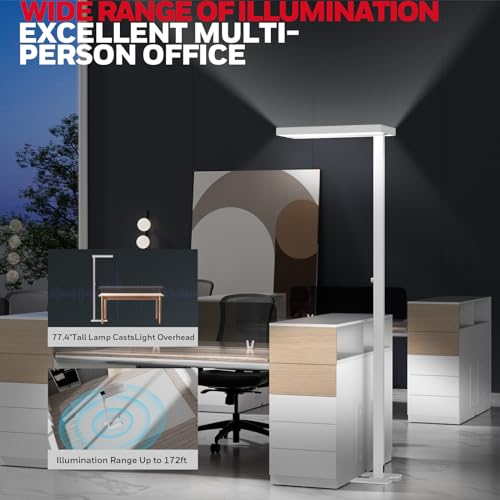 Image of Honeywell LED Floor Lamp Modern - 02E Pro Sunturalux Eye Caring Standing Light, 10400LM Dimmable Reading Tall Lampara for Home Office Living Room Bedroom,100W,4000K Natural Daylight