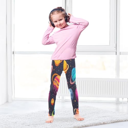 Bolaz Toddler Girls Leggings Printed Yoga Pants Leggings Blue Purple Yellow Planet for Kids4