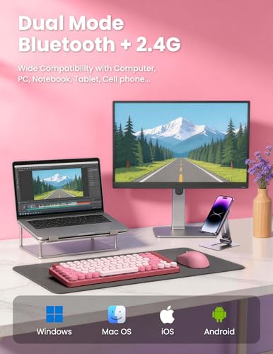 Teclado y mouse inalámbricos con conexión dual Bluetooth y USB para PC portátil 2