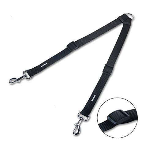 PETCOMER Laisse Double pour Chien Accouple Réglable Durable en Nylon pour 2 Chiens Marcher Promener (S, Noir)