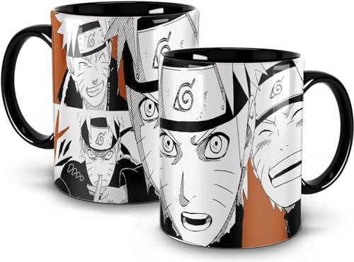 *Caneca Naruto Manga 325 ML Interior E Alça Preta Com Saquinho Para Caneca*