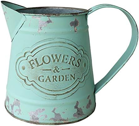 VANCORE Shabby Chic Metal Jug Vase Pitcher Flower Holder for Home Decoration