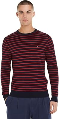 Tommy Hilfiger Jersey Hombre Essential Cotton Crew Neck de Algodón, Multicolor (Desert Sky/Dark Magma), 3XL