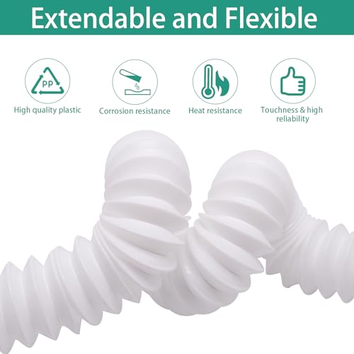 BUXIMN Sink Drain Pipe Kit, Flexible 1-1/2 Inch P Trap Kitchen Sink Plumbing Kit Expandable 8.7\" to 29\" Sink Pipe Replacement Kit for Bathroom Kitchen Sink (White)