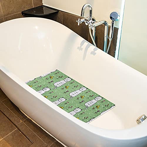 Tapis de baignoire antidérapant gris à chat et fleurs 41x71 cm