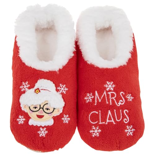Snoozies Chaussons de Noël en polaire Sherpa super douces, pairables pour toute la famille - Hommes, Femmes et Enfants, Medium