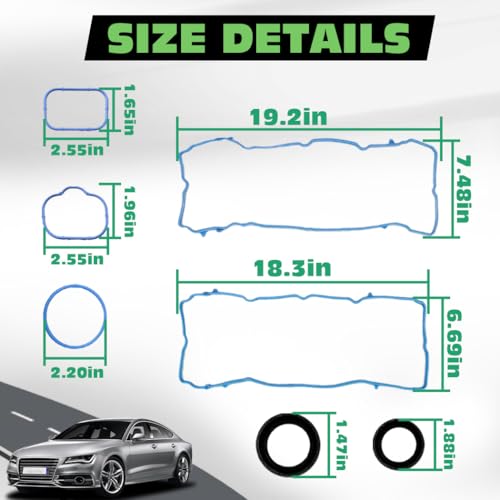 Image of 3.6L Valve Cover Intake Manifold Gaskets VS50805R for Jeep Dodge 200 300 Challenger Charger 3.6 L V6 2011-2022 Journey Durango Wrangler Ram ProMaster 1500 2500 3500, Replace 5184596AE
