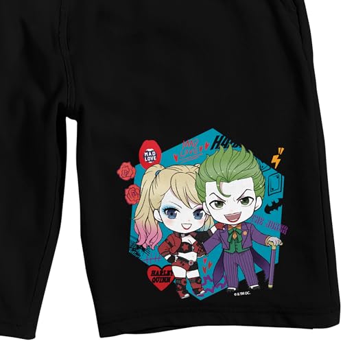Bioworld Harley Quinn Chibi Harley & Joker Men's Black Sleep Pajama Shorts2