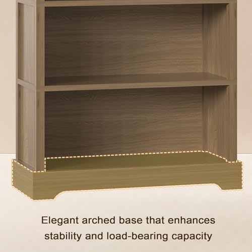 Image of TVU 5-Tier Wooden Bookshelf, 65 inch Tall Farmhouse Style Open Bookcase, 31.5 inch W Standing Book Shelf with Storage, Suitable for Study, Living Room, Office, Teak