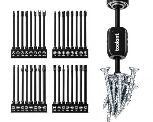 Image of toolant Long Security Bit Set,32-Piece Screwdriver Bit Set With Torx, Hex,Triwing, Spanner for Tamper-Proof Screws,1 /4 Inch Adapter and Release for Electric, Impact Drills