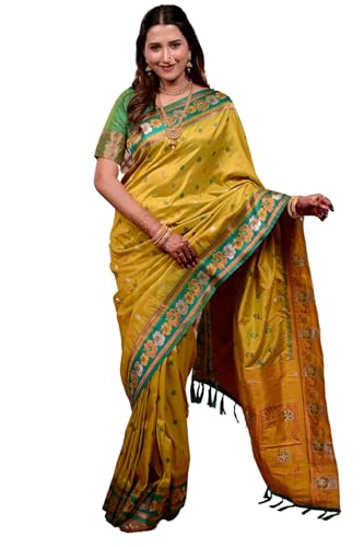 Image of SGF11 Women's Kanjivaram Pure Soft Silk Saree With Unstitched Blouse Piece