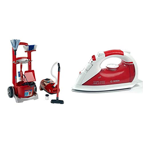 6742 Vileda Besenwagen I Ausgestattet mit Besen, Wischmop, Eimer und vielem mehr I 29 cm x 24 cm x 60 cm & 6254 - Bosch Bügeleisen,