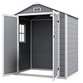 Outsunny 6' x 4.5' Outdoor Storage Shed, Plastic Shed with Vent, Window and Double Lockable Doors, Utility Resin Shed for Patio, Backyard, Lawn, Garage, Gray