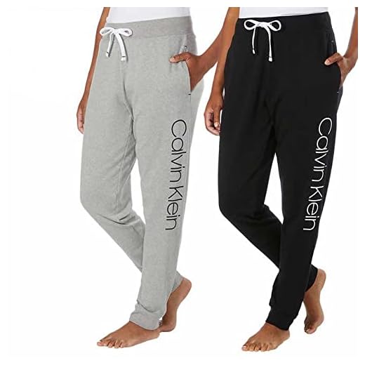 Calvin Klein Women's 2 Pack French Terry Joggers (Black/Wolf, Small)