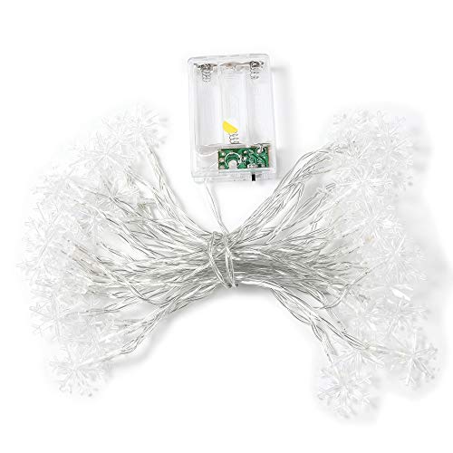 Preisvergleich Produktbild Lichterkette,6m Lichterkette mit 40 warmen Schneeflocken LEDs Fairy Lights Weihnachtsdekoration,Batteriebetriebene Lichter für Innen und draussen Party Weihnachten Hochzeit Deko,wasserdicht