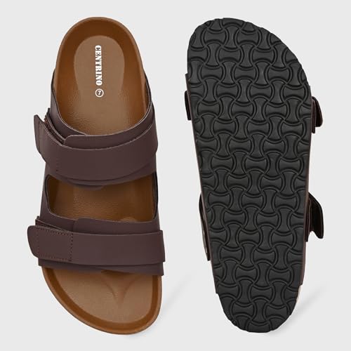 Image of Centrino Men's Berkin-Style Slip-On Sandals | Open Toe Design | Soft PU Footbed | Lightweight & Comfortable | Arch Support | On-Grip Sole | Casual Outdoor Wear (9207)
