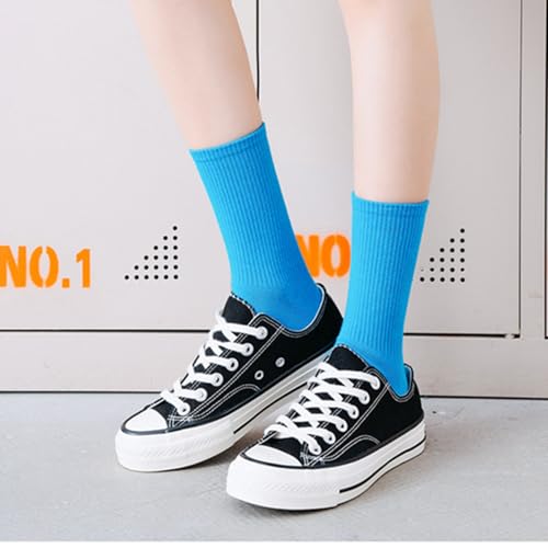 Image of Womens Colorful Basic Sock -Unique Knit Cotton Crew Socks 3 Pack