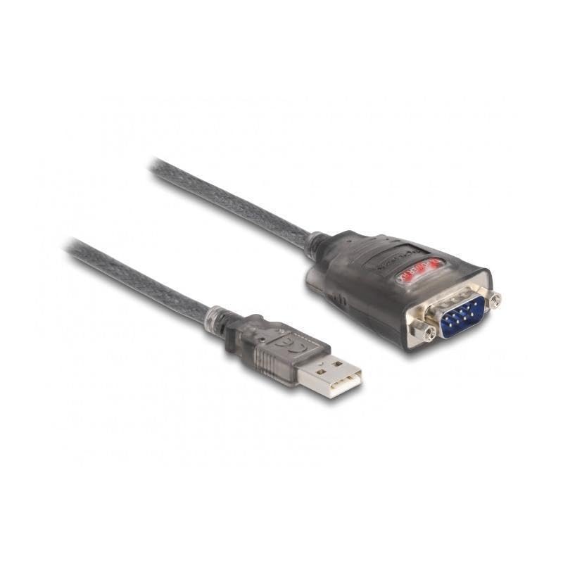 DeLOCK Adaptateur USB 2.0 Type A vers 1 x Serial RS-232 D-Sub 9 Broches mâle avec écrous et 3 LED 0,2 m Marque