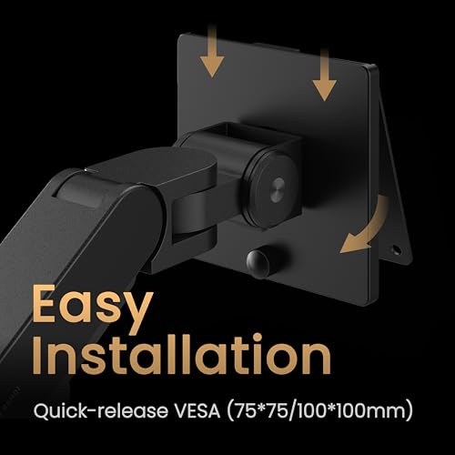 Image of BenQ Ergo Monitor Arm -Gas Spring Monitor Stand for Up to 45'' & 44lbs Screens, Heavy Duty, Quick Installation, No Sagging, Top Clamp and Grommet Base, Reinforcement Plate, VESA 75x75 &100x100mm