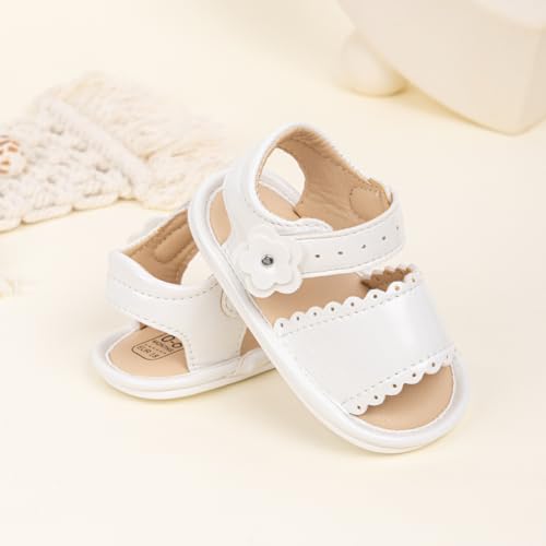 Image of HsdsBebe Baby Girls Sandals Bohemia Flower Bow Soft Sole Toddler First Walkers Beach Summer Shoes