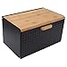 Wooden Bread Box, Vintage Heavy Duty Large Capacity Bread Storage Bin for Kitchen Countertop, Kitchen Lovers Ideal Gift (Black)