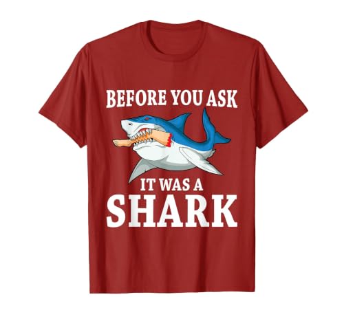 Before You Ask it was a Shark Leg Amputee Amputation T-Shirt, Men, Cranberry Red, 3X-Large