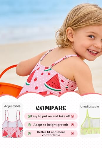 Image of Zando Girls Bathing Suit Size 2-10 Years - Cute Toddler Swimsuit Girl Adjustable One Piece Swimwear for Summer Beach Wear