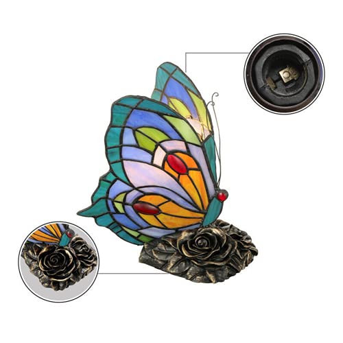 Cute Butterfly Style Stained Glass Table Lamp Bedside Home Art Decor Night Light (E) #TOP5
