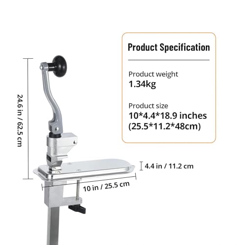 Manual Table Can Opener, Heavy Duty Commercial Countertop Can Opener, with Stainless Steel Blade and Plated Steel Base, Opener for Cans Up to 12” - Image 7