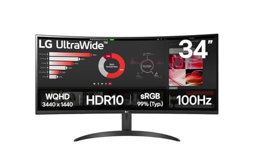 LG 34WR50QK-B - 34" 21:9 Curved UltraWide™ QHD (3440x1440) Monitor