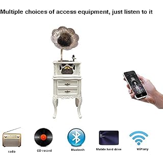 AMZOPDGS Tourne-Disque rétro, Vintage Turntable Retro Bluetooth Gramophone Haut-Parleur Vintage Bois Phonographe Cuivre… - Les Beatles, Paul McCartney, John Lennon, RIngo Starr, George Harrison AMZOPDGS Tourne-Disque rétro, Vintage Turntable Retro Bluetooth Gramophone Haut-Parleur Vintage Bois Phonographe Cuivre… – Image 4