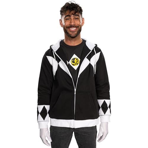 Power Rangers Black Hooded Costume Sweatshirt (Adult X-Large)