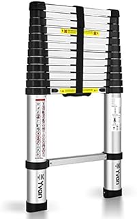 Yvan Telescoping Ladder,12.5 FT One Button Retraction Aluminum Telescopic Extension Extendable Ladder,Slow Down Design Multi-Purpose Ladder for Household Daily or Hobbies,250 Lb Capacity