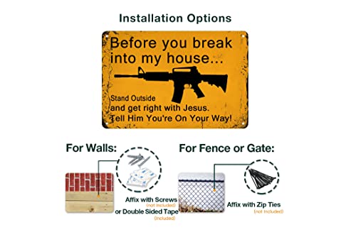 Image of Vintage Metal Tin Sign Before You Break Into My House Home Retro Metal Tin Plaque Wall Decor for Home Kitchen Bar Coffee Shop 8X12 Inches | Warning Safety Pub Garden Yard Coffee Shop Sign 8X12Inch