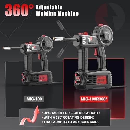 Image of AWT 100A Handheld MIG Welder Machine,2025 Newest 110V Flux Core MIG Welder Machine with 360Mig Torch,Portable Gasless MIG Welding Machine,Hand Held Inverter Wire Feed Welder for Home & DIY Projects