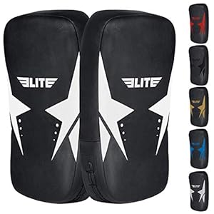 Elite Sports 2 Pcs Muay Thai Kickboxing Pads MMA Knee and Elbow Target Kicking Strike Shield Pair for Martial Arts (White)