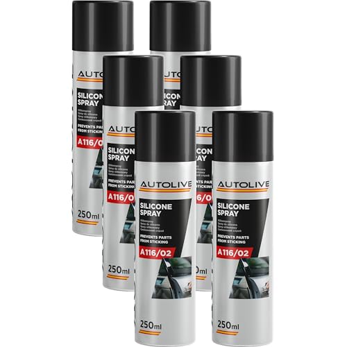 AUTOLIVE GROUP Lubricante de Silicona en Spray - Pack de 6 - para Plástico, Caucho, Metal, Vidrio - Resiste -45ºC a +200ºC - 250ml